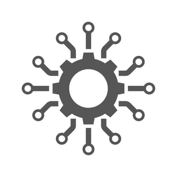 Data integration icon, framework or technology development, software or api. Thin line symbol on white background. Editable stroke. EPS 10. Data integration icon, framework or technology development, software or api. Thin line symbol on white background. Editable stroke. EPS 10 automation logo stock illustrations