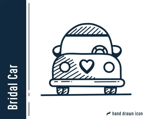 Vector illustration of Bridal Car Hand Drawn Single Icon Design.