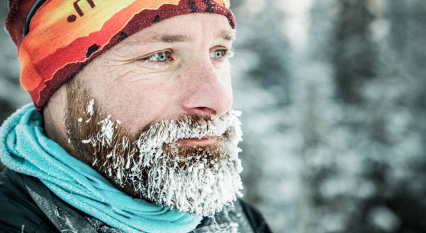 istock trail runner with frozen beard training in winter landscape 1763660748