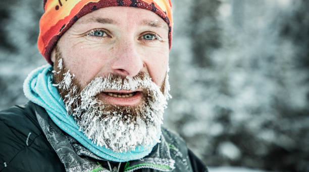 istock trail runner with frozen beard training in winter landscape 1763660765