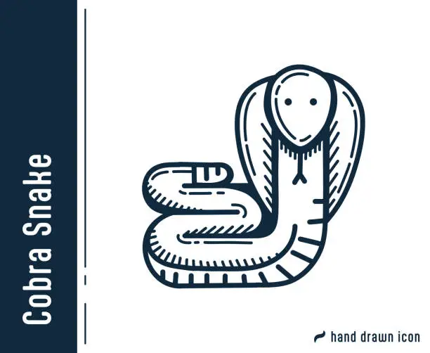 Vector illustration of Cobra Snake Hand Drawn Single Icon Design.