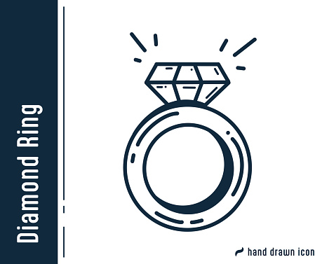 Diamond Ring Hand Drawn Single Icon Design.