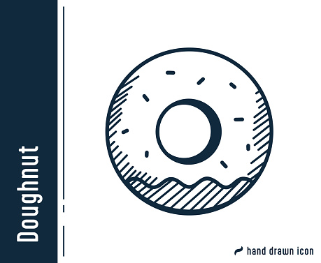 Doughnut Hand Drawn Cartoon Style Single Icon Design