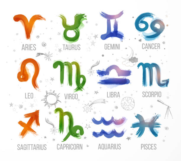 istock Zodiak icon signs set hand drawn with ink on white background. Astrology symbols, horoscope. Vector illustration. 1763689670