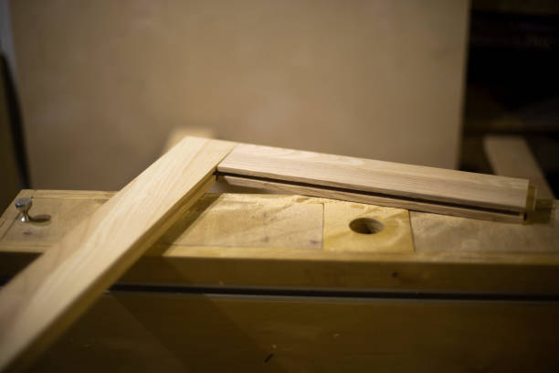 istock Manufacture of furniture in carpentry workshop. Board without processing. 1763750772