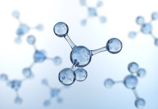 istock Model of a glass methane molecule. Abstract molecular background 1763768333