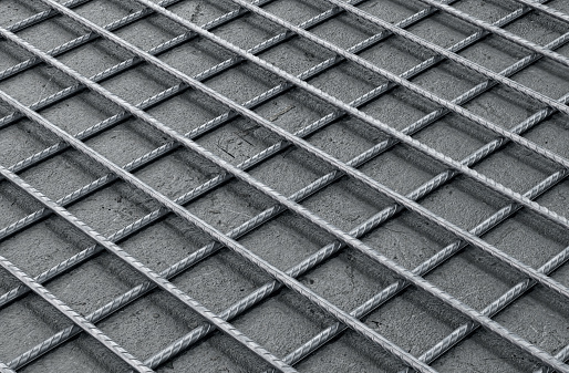 Rebar mesh on a concrete background. 3d rendering