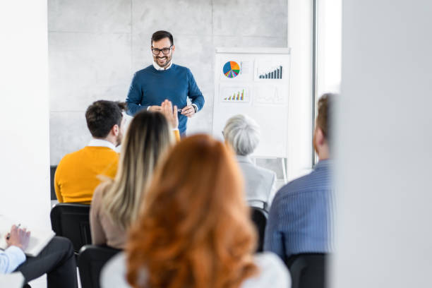 istock Business leader giving a speech on a seminar in board room. 1763772638