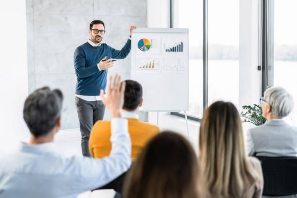 istock Business leader giving a speech on a seminar in board room. 1763776233