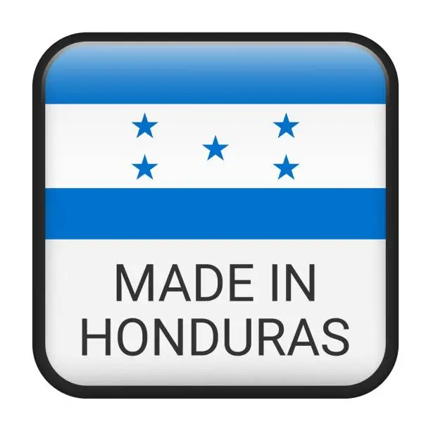 Vector illustration of Made in Honduras badge vector. Sticker with stars and national flag. Sign isolated on white background.