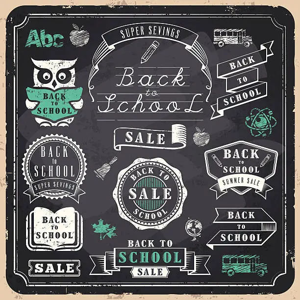 Vector illustration of Back to School Badges