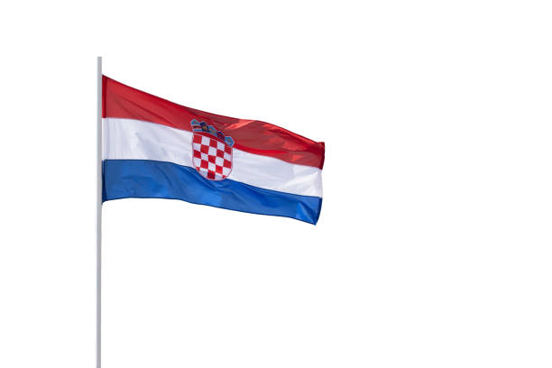 istock Croatian flag flutters on a white isolated background 1763831821