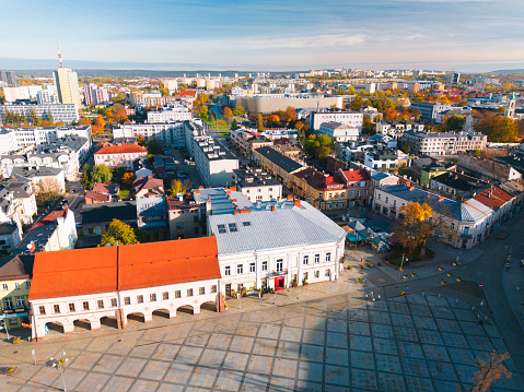 Aerial view of Kielce city downtown Poland