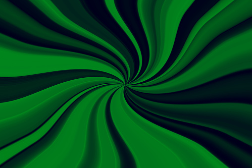 Abstract twist shape background in green colors. Color spiral background.