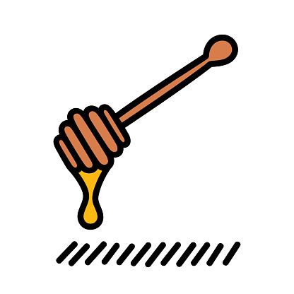 Vector illustration of a hand drawn honey dipper against a white background.