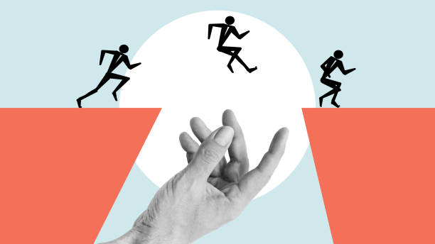istock Find a mentor. Collage with climbing jumping over cliff symbolizing success. Concept of support, motivation 1763901260