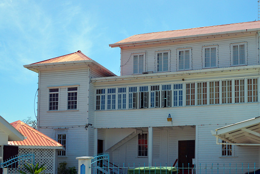 Georgetown, Demerara-Mahaica region, Guyana: Ministry of Education - wooden colonial building - Brickdam Street.