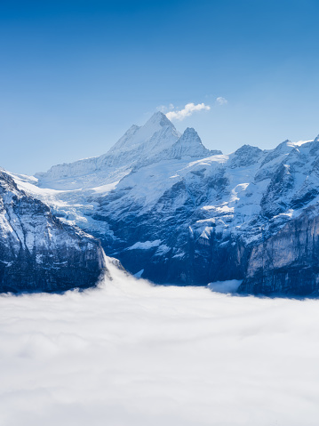 View of the Alps mountains from the view of Jungfraujoch Station, Switzerland.