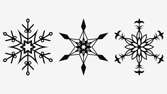 Snowflakes set. Vector design for New Year or Christmas. Geometric pattern