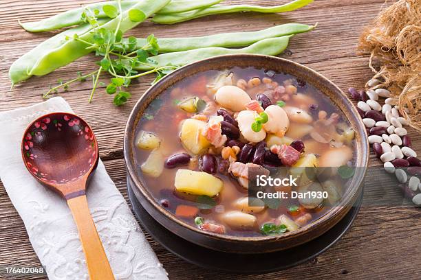 Beans Soup Stock Photo - Download Image Now - Autumn, Basil, Bean