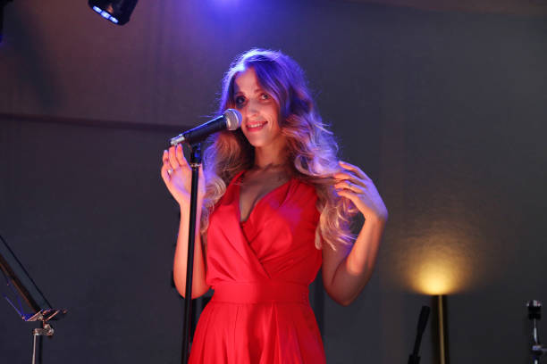 istock Half-length portrait of a singer on stage. 1764022505