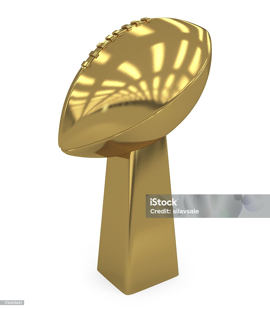 学校 Footballl �ゴールドトロフィー白で分離 - アメリカンフットボールのロイヤリティフリーストックフォト