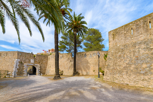 The exterior walls of the Citadel fortress in the city of St Tropez, France, along the French Riviera, Cote d'Azur