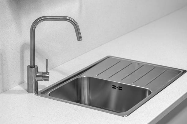 istock Kitchen sink with stainless steel faucet, sink 1764096854