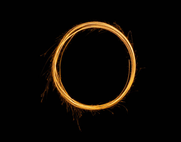 istock Fireworks numbers 0 Burning sparkler Numbers isolated on black background. Sparkler firework light alphabet O and number zero. Numbers Alphabet of Sparklers 1764117138