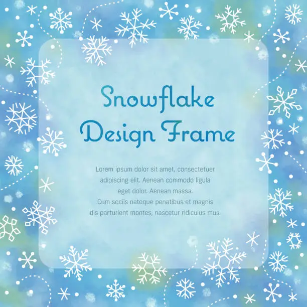 Vector illustration of snowflake frame