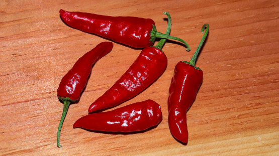 Red chili pepper isolated on a white background. Top view, flat. suitable for banners, posts, social media, news.