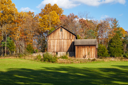 Photo of barn in Autumn taken in Flemington, Raritan Township, New Jersey, USA