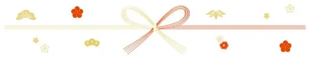 Vector illustration of Red‐and‐gold paper string for tying presents.