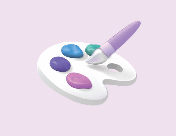 istock Art pastel color palette with paint brush tool for drawing. 3D Vector realistic design 1764172649