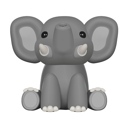 Cute 3D Vector Character Elephant Toy