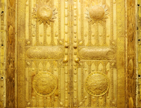 The golden door with Arabic ornaments