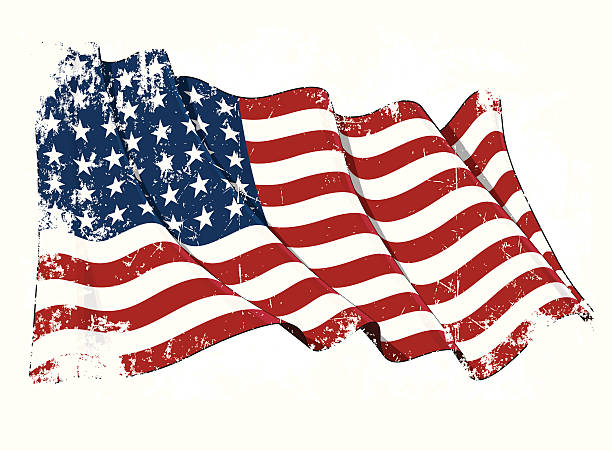 ilustrações de stock, clip art, desenhos animados e ícones de bandeira americana wwi-wwii estrelas grunge (48) - american flag usa flag curve