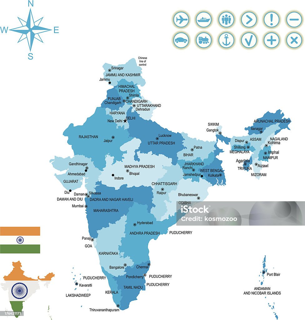 India - arte vectorial de Mapa libre de derechos