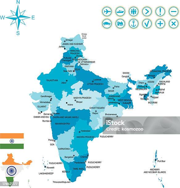 Lindia - Immagini vettoriali stock e altre immagini di Carta geografica - Carta geografica, Nuova Delhi, Aeroplano