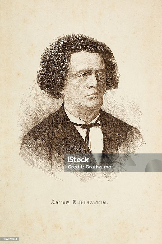 Entalhes de russian compositor Anton Rubinstein em 1881 - Ilustração de Amnon Rubinstein royalty-free
