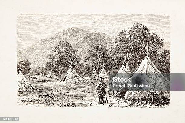 음각 원어 칠레식 Encampment 메트로폴리스 1881 체로키족에 대한 스톡 벡터 아트 및 기타 이미지 - 체로키족, 체로키 문화, 북미 원주민 민족