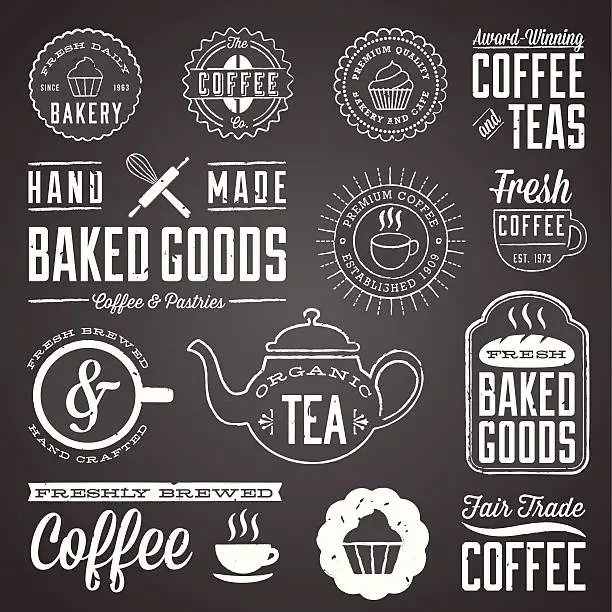 Vector illustration of Chalkboard Cafe and Bakery Designs