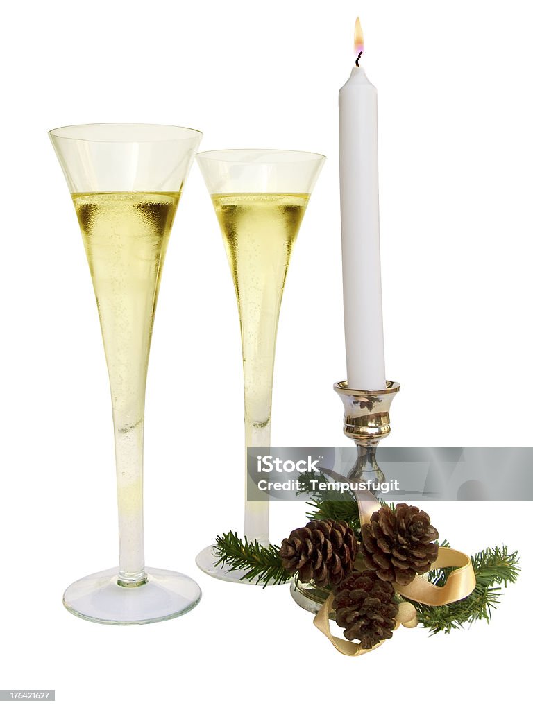 Bougie de Noël et ornements blanc - Photo de Alcool libre de droits
