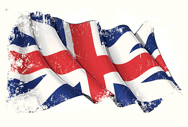 illustrazioni stock, clip art, cartoni animati e icone di tendenza di union jack 1606 – 1801 (king's grunge colori) - british flag dirty british culture flag