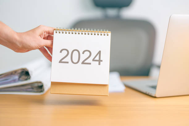 istock 2024 Year Calendar on table background. countdown, Happy New Year, Resolution, Goals, Plan,  Action, Mission and financial Concept 1764219131