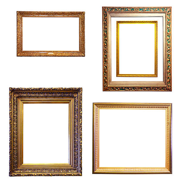 istock Set of few gold frames. Isolated over white background 176422889