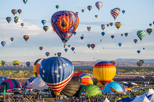 Bird in Hand, USA - September 19, 2021. People watching the launching of hot air balloon at Bird in Hand in Lancaster County, Pennsylvania, USA