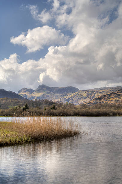 лангдейл пайкс-озёрный край англии - panoramic langdale pikes english lake district cumbria стоковые фото и изображения