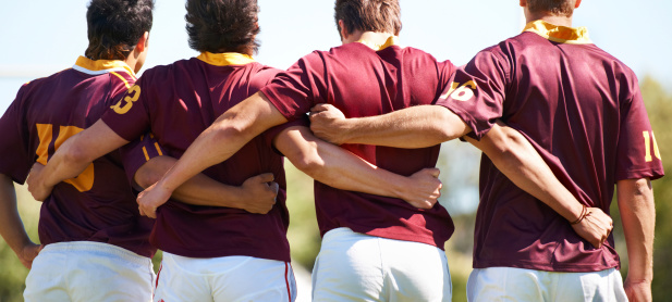 The back view of a rugby team