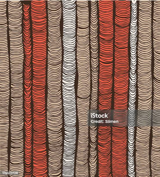 Linhas De Vermelho E Marrom Mão Desenhada Vertical Folds - Arte vetorial de stock e mais imagens de Abstrato